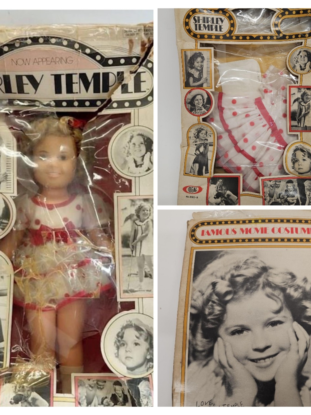 Shirley Temple Vintage Doll in White & Pink Polka Dot Dress